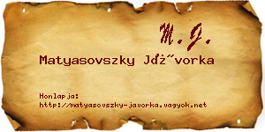 Matyasovszky Jávorka névjegykártya